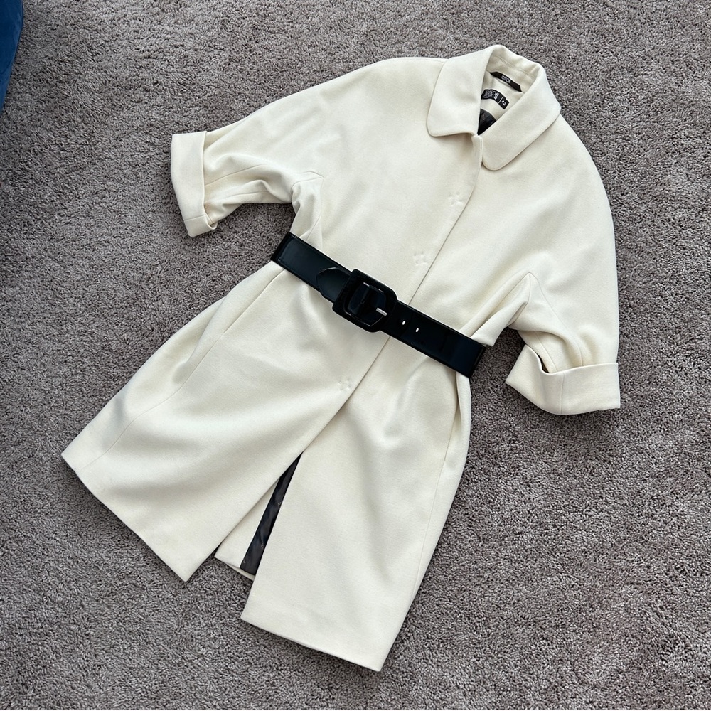 Season wool cashmere beige woman coat M size
